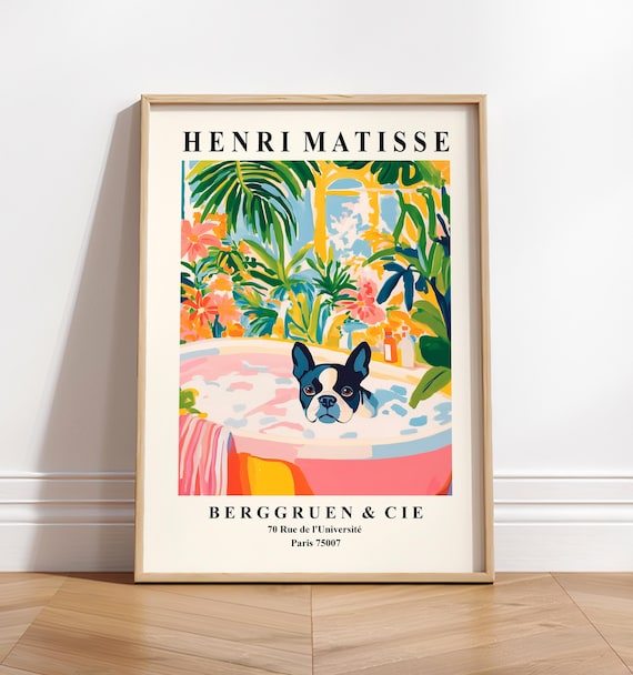 Boston Terrier In Bathtub Funny Bathroom Art Print