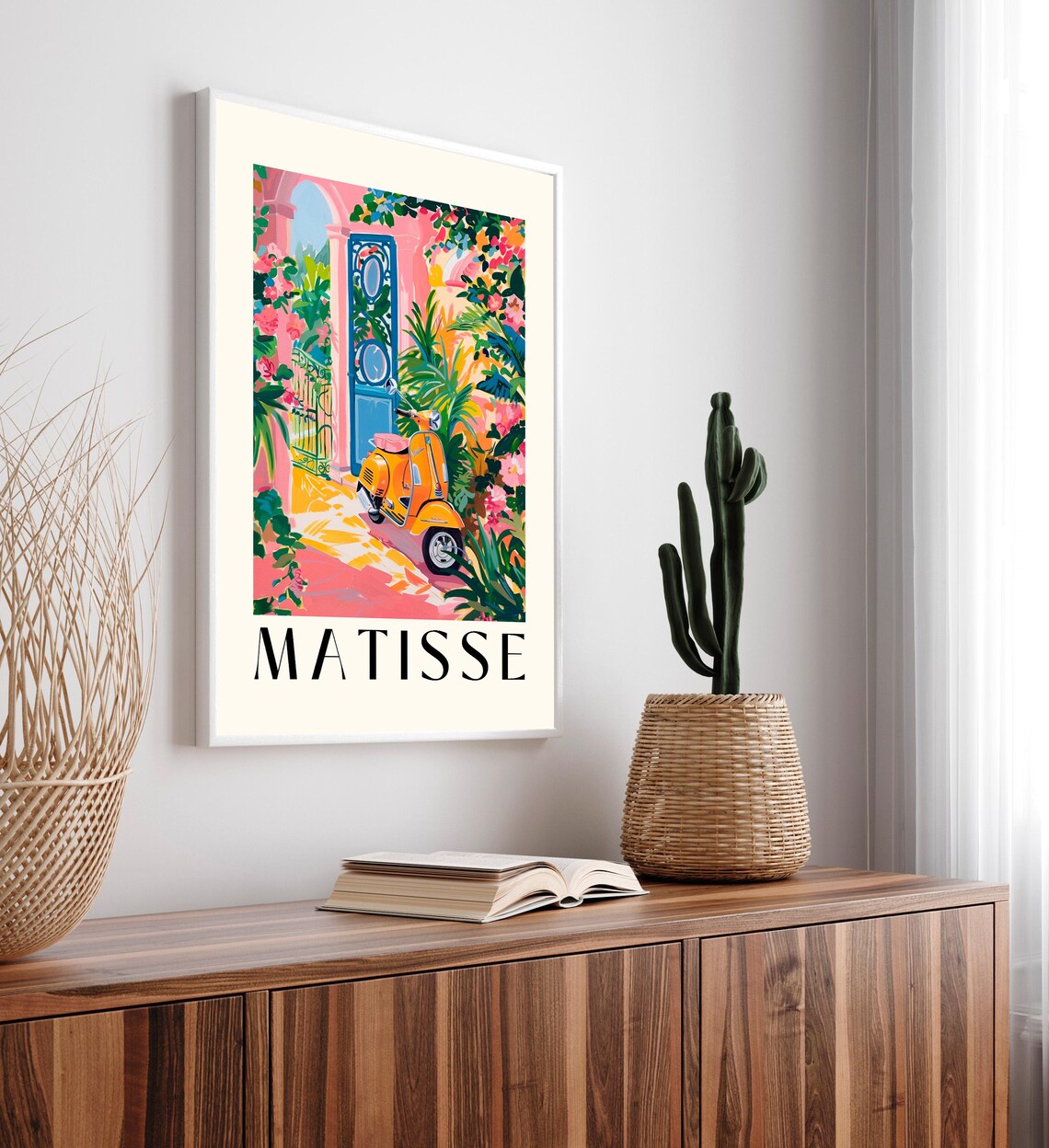 Matisse Style Yellow Vespa Scooter by Blue Door Garden Art Poster - Image 4