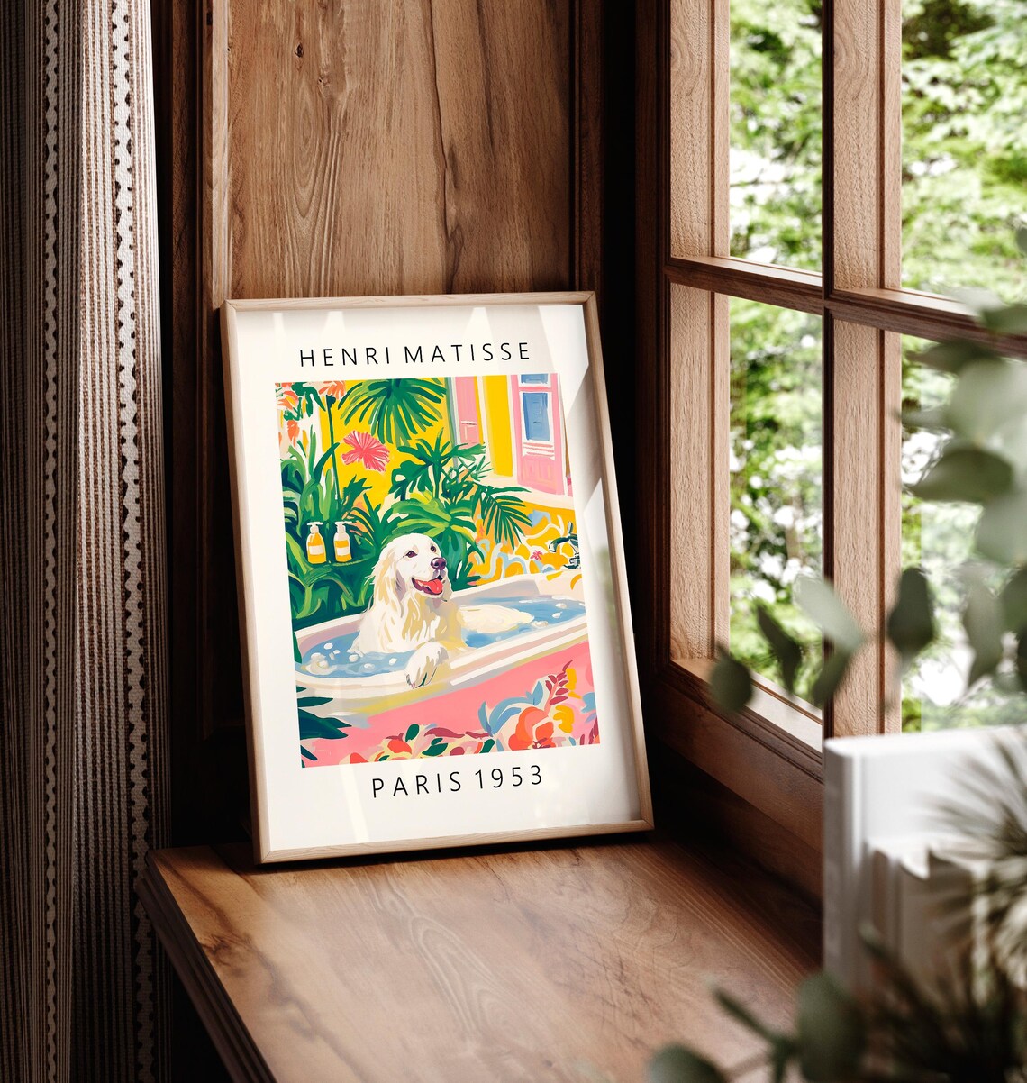 Great Pyrenees in Bathtub, Matisse-Inspired Poster - Image 5