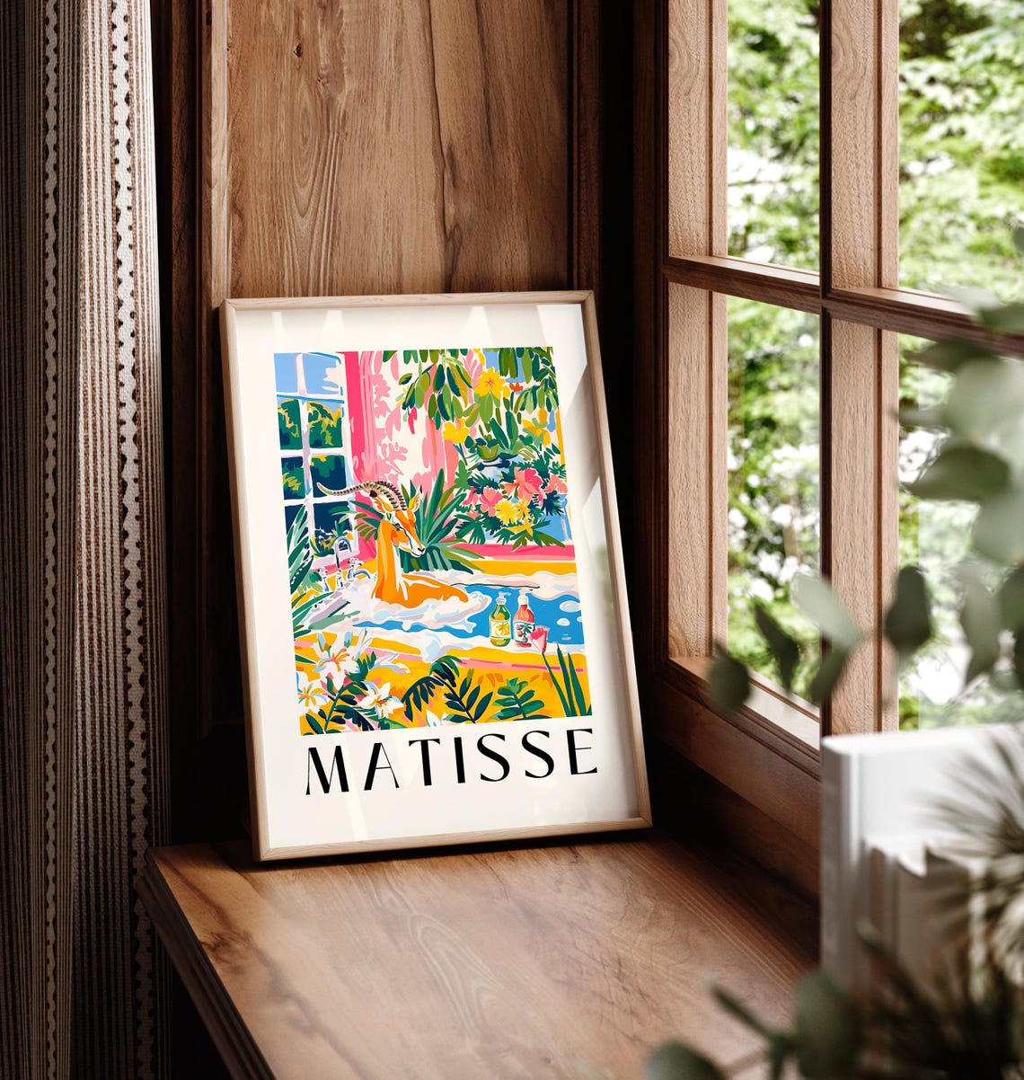 Henri Matisse Style Gazelle Sunny Tropical Bubble Bath Poster - Image 6