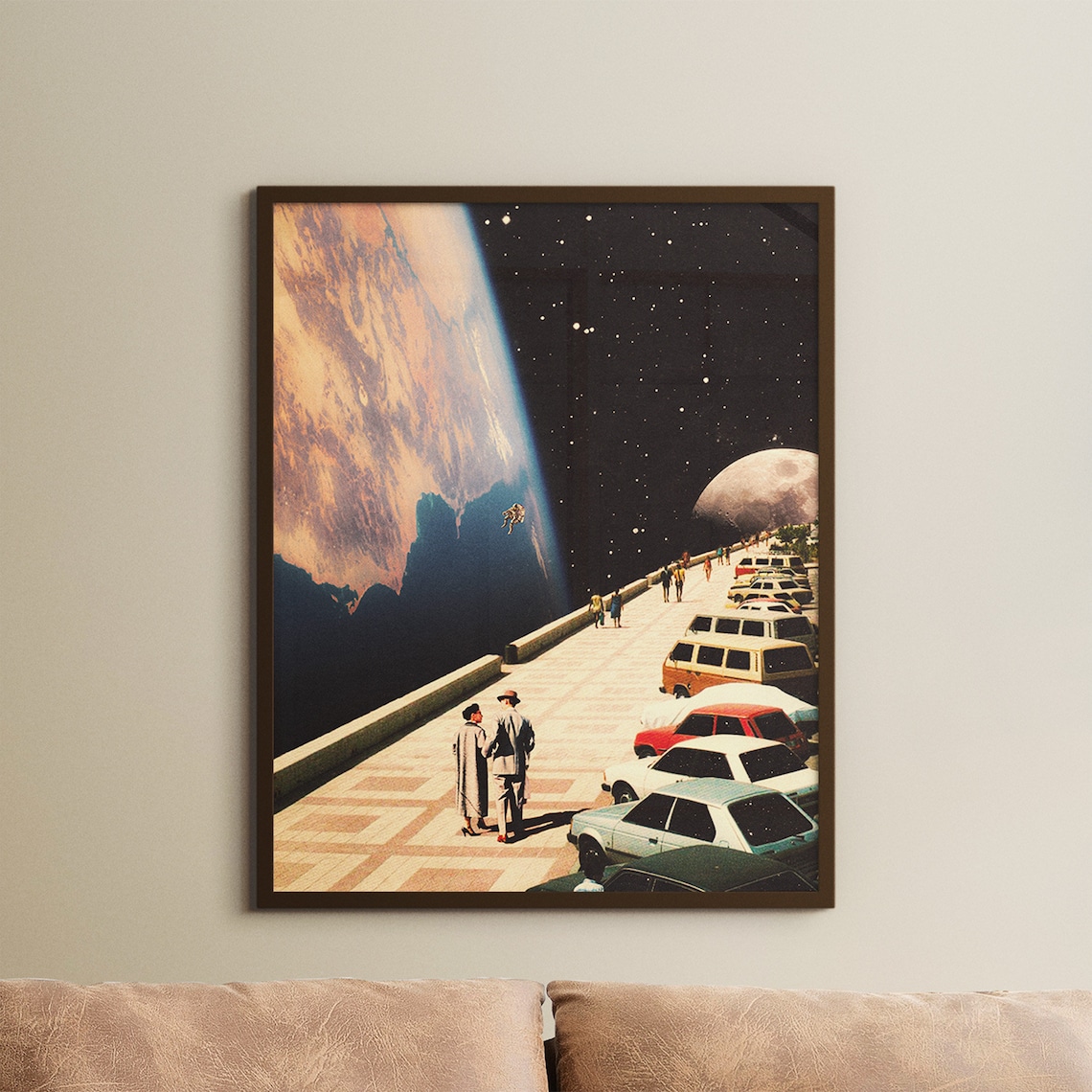 Space Promenade Futuristic Vintage Sci-Fi Art Print