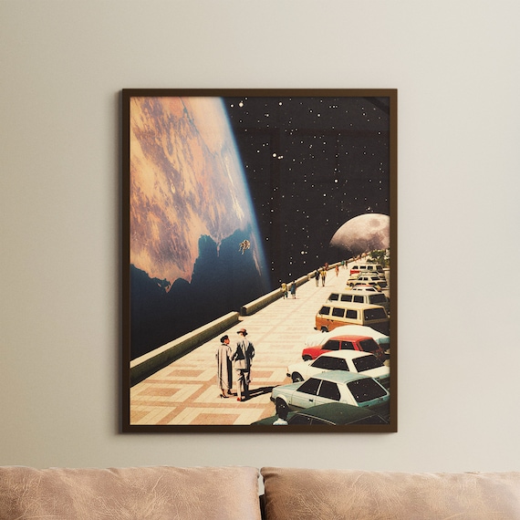 Space Promenade Futuristic Vintage Sci-Fi Art Print