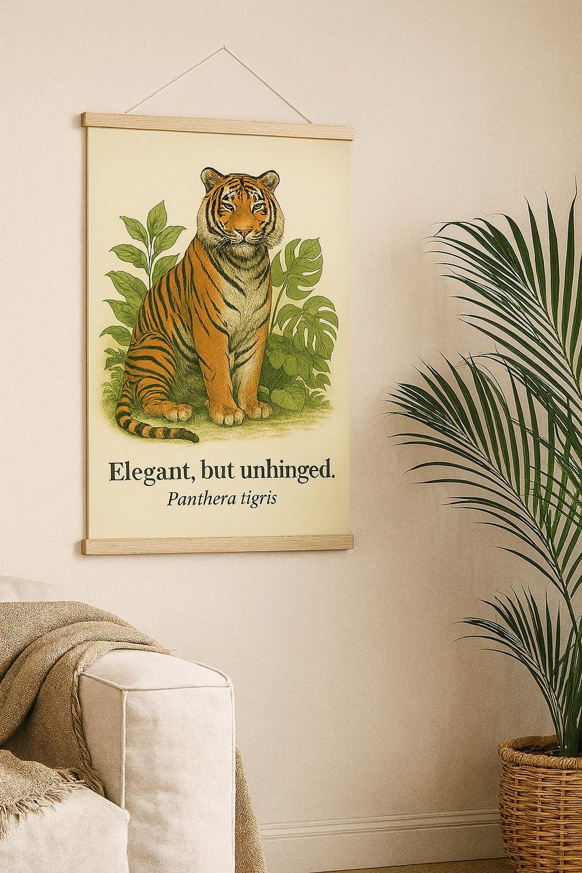 Bengal Tiger Elegant But Unhinged Vintage Jungle Wall Decor Print