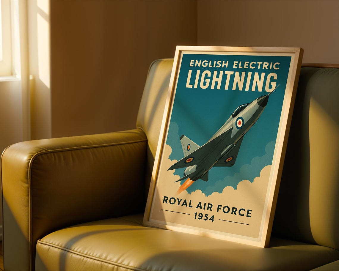English Electric Lightning 1954 Royal Air Force Vintage Jet Poster