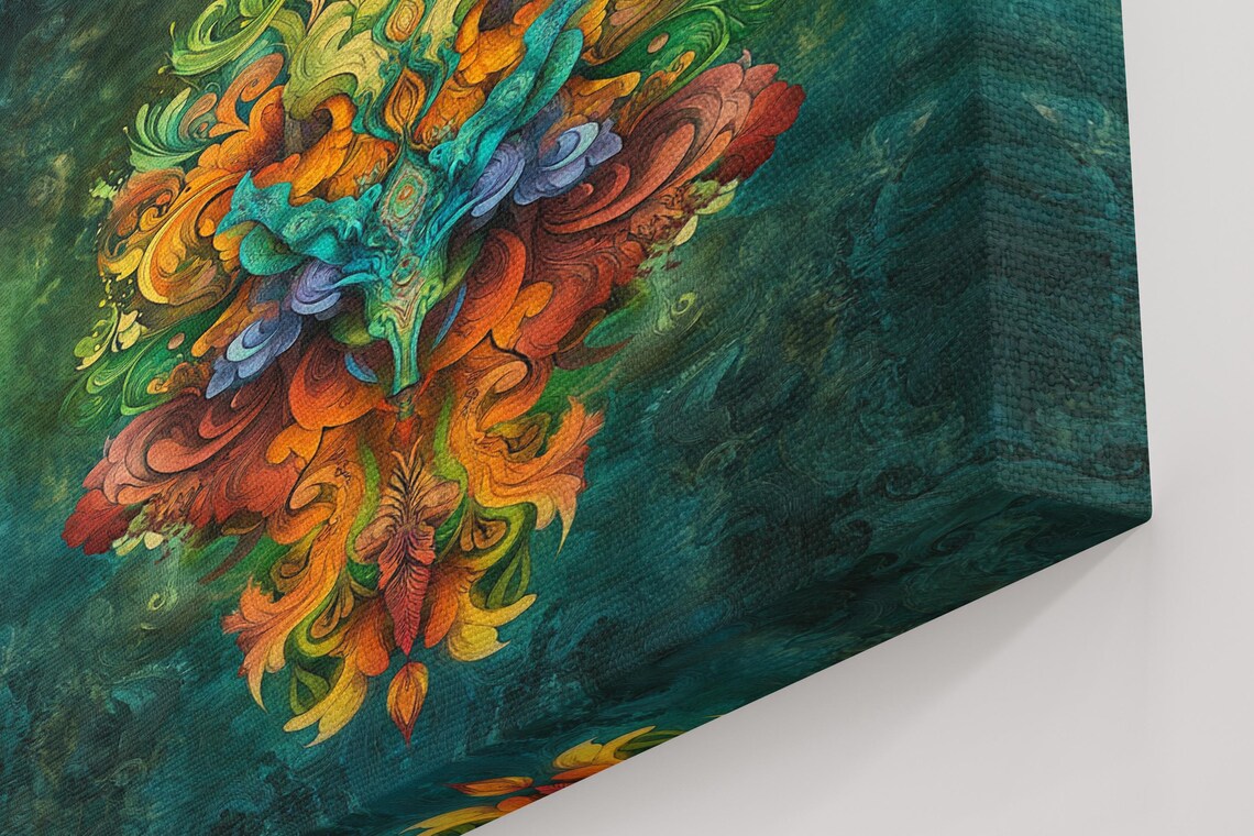 Ornate Green Ink Fusion, Abstract Art Print - Image 5
