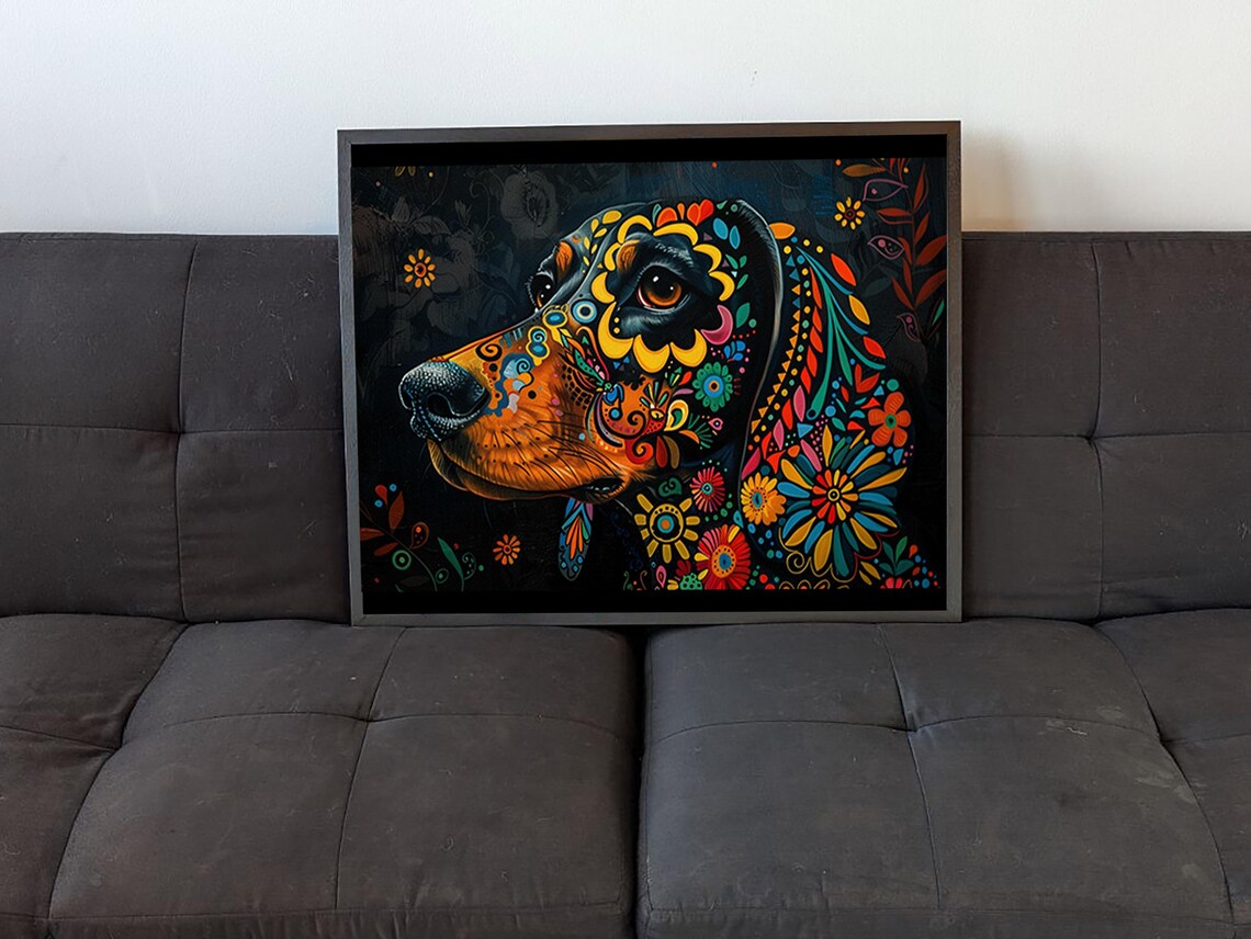 Alebrije Dog Colorful Floral Day Of The Dead Folk Art Animal Poster - Image 4