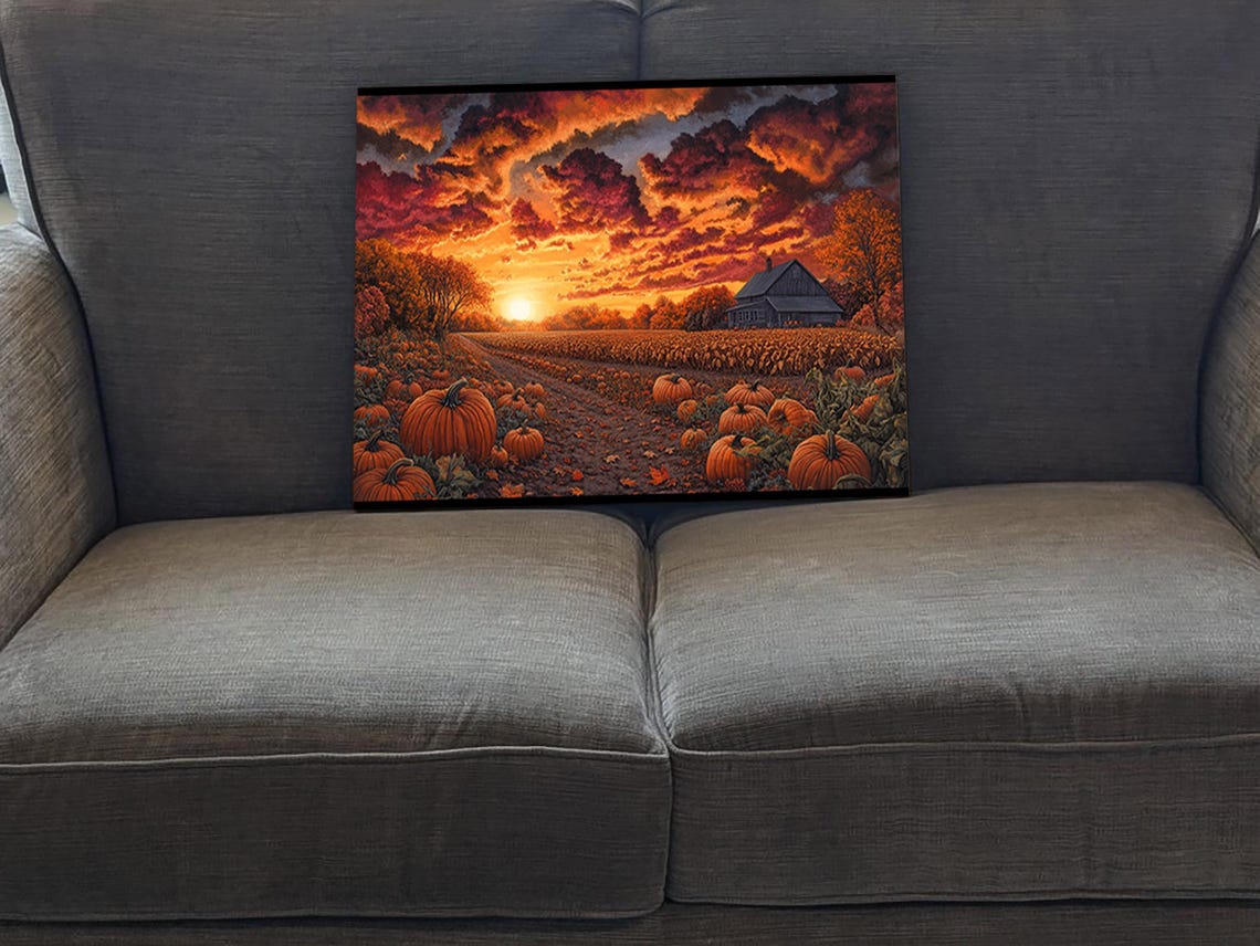 Pumpkin Patch, Rustic Autumn Art Print - Image 5