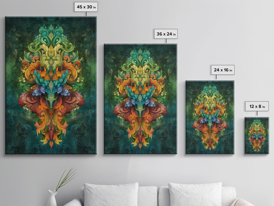Ornate Green Ink Fusion, Abstract Art Print - Image 3