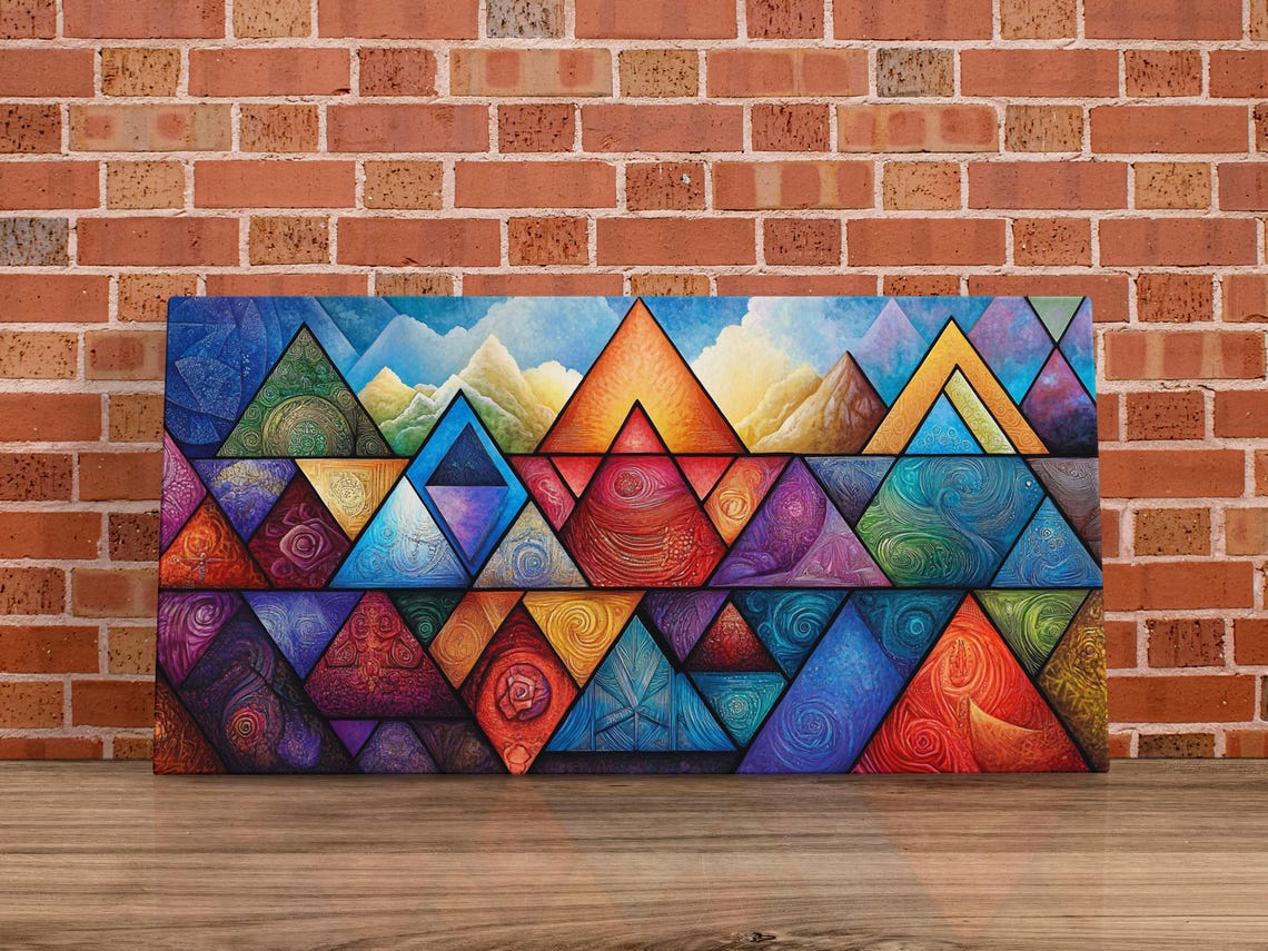 Multicolor Triangles Pattern Art Print