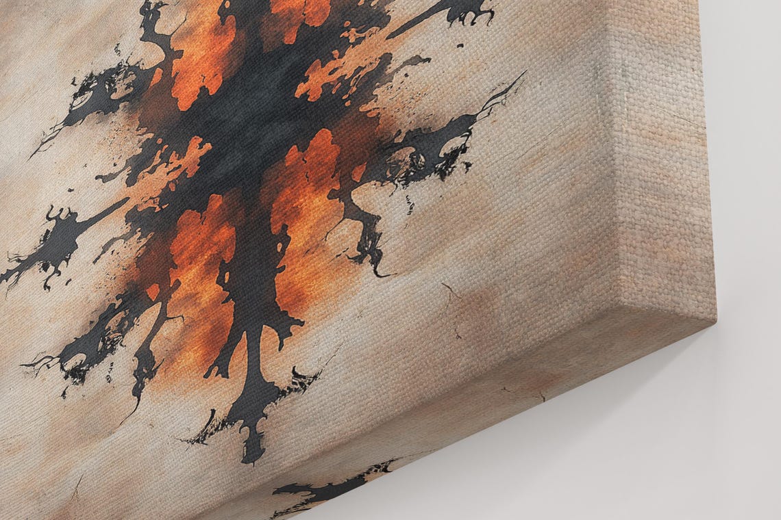 Fiery Symmetrical Inkblot Black Orange Rorschach Art Wall Poster - Image 5