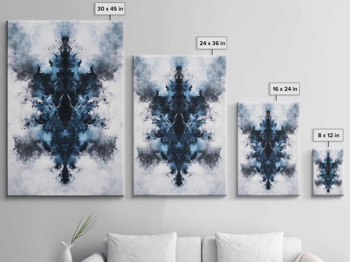 Abstract Blue Ink Symmetry, Geometric Art - Image 3