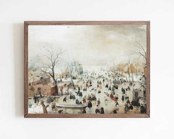 Christmas Village Vintage Winter Landscape Art Print