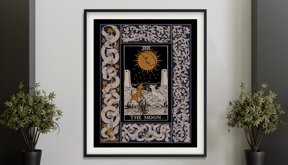 Vintage Moon Tarot Poster, Art Deco Tarot