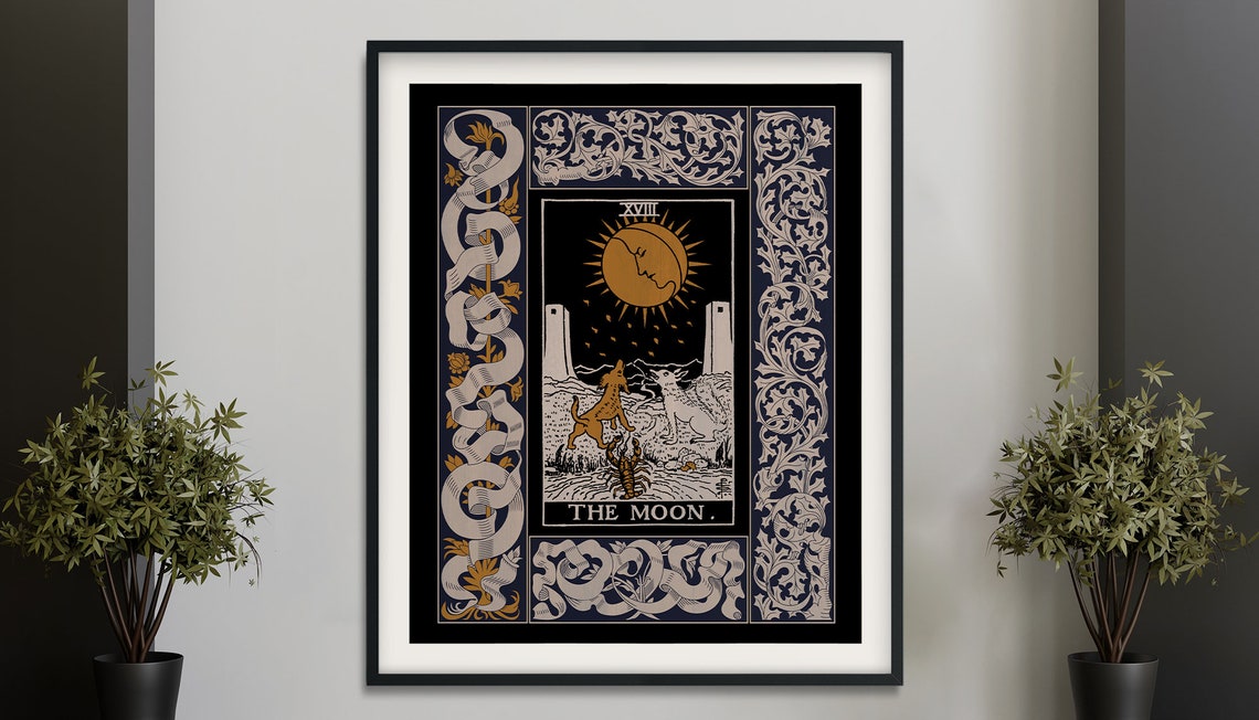 Vintage Moon Tarot Poster, Art Deco Tarot