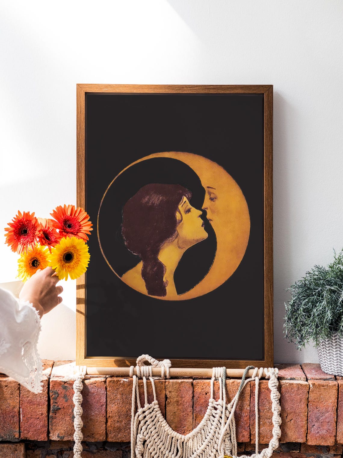 Woman Kissing Moon - Art Nouveau - Image 3