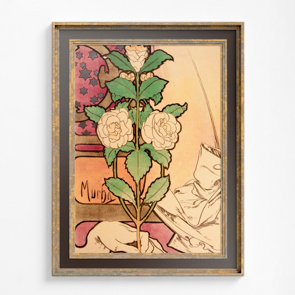 Art Nouveau Poster, Bohemian Floral Art Print
