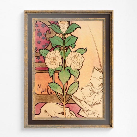 Art Nouveau Poster, Bohemian Floral Art Print