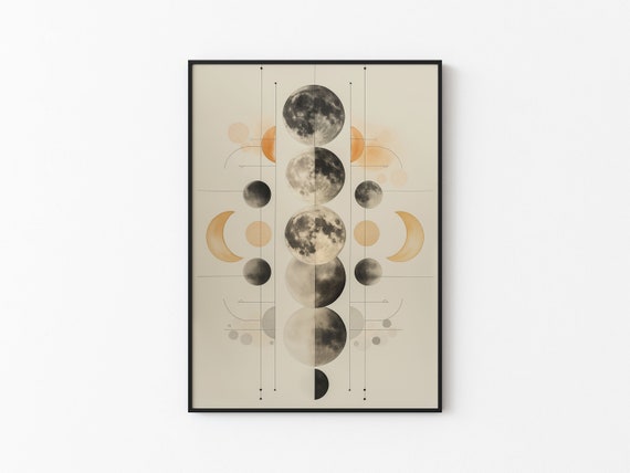 Lunar Abstract Moon Japandi Minimalistic Style Instant Moon Art Poster Versatile Sizes Print N10