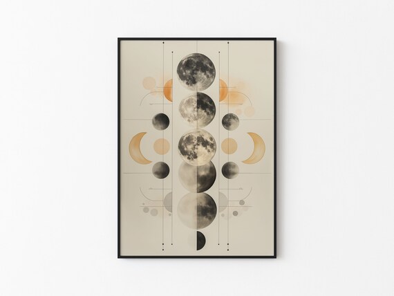 Lunar Column Half Moon Symmetry Watercolor Dot Abstract Poster