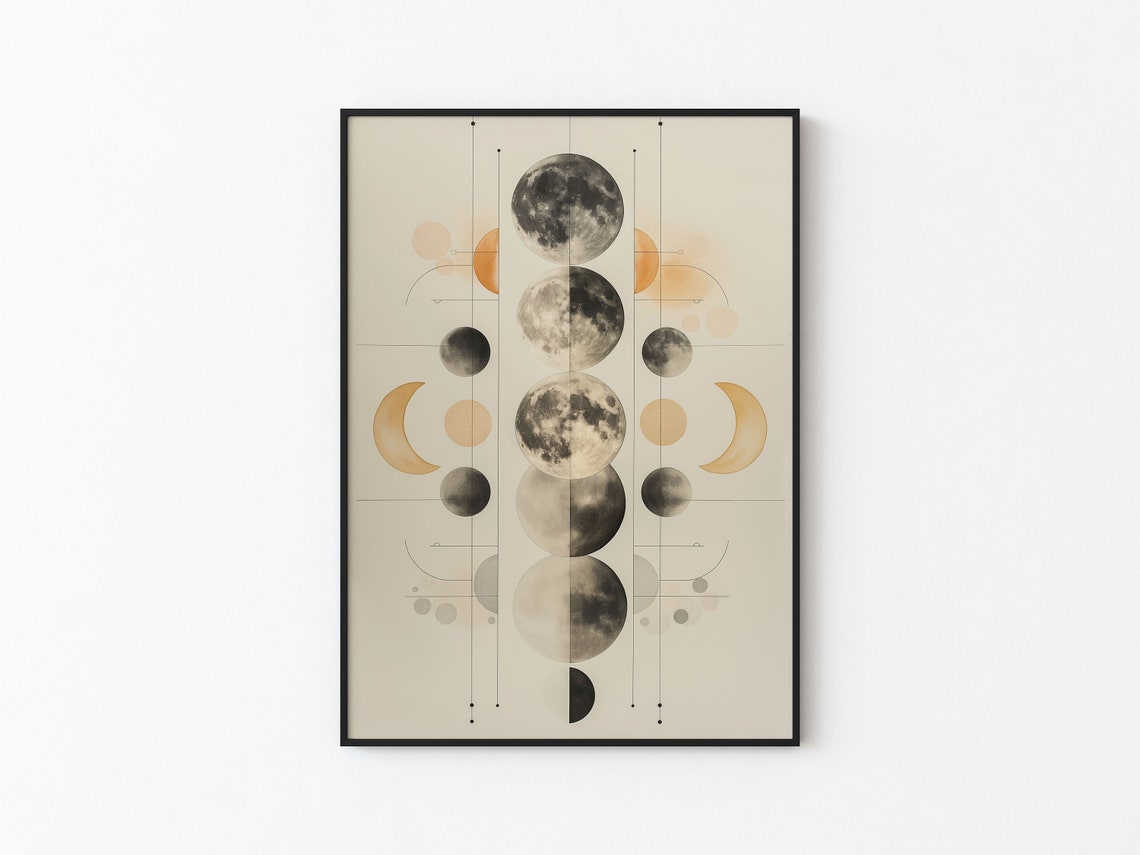 Lunar Column Half Moon Symmetry Watercolor Dot Abstract Poster