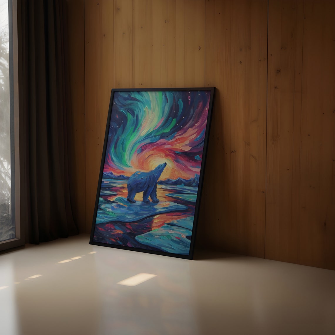 Aurora Borealis Wilderness Northern Lights Instant Art Poster Polar Bear Versatile Sizes Colorful Print 14 - Image 2