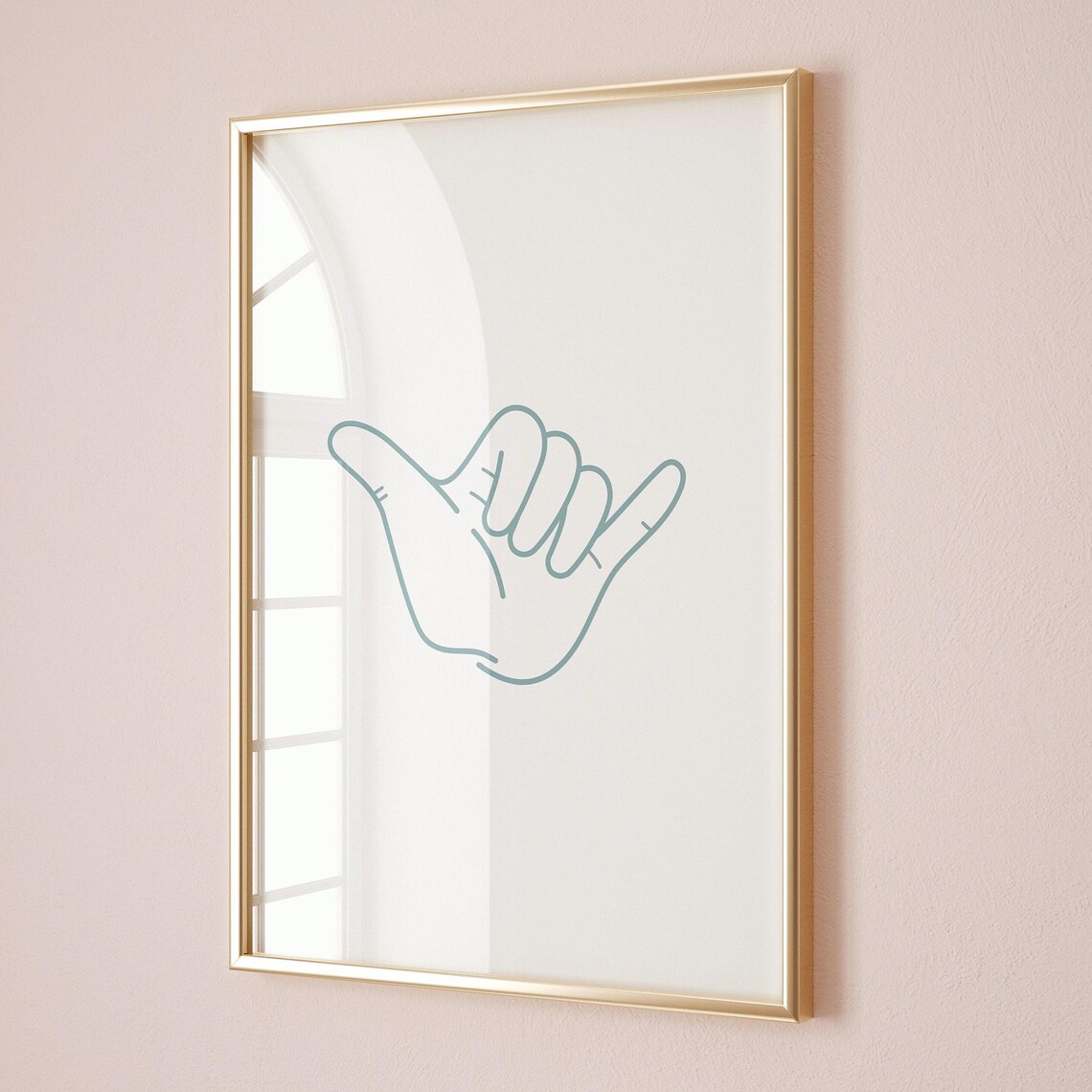 Coastal Shaka Hand Sign Art Print, Beachy Nursery Decor