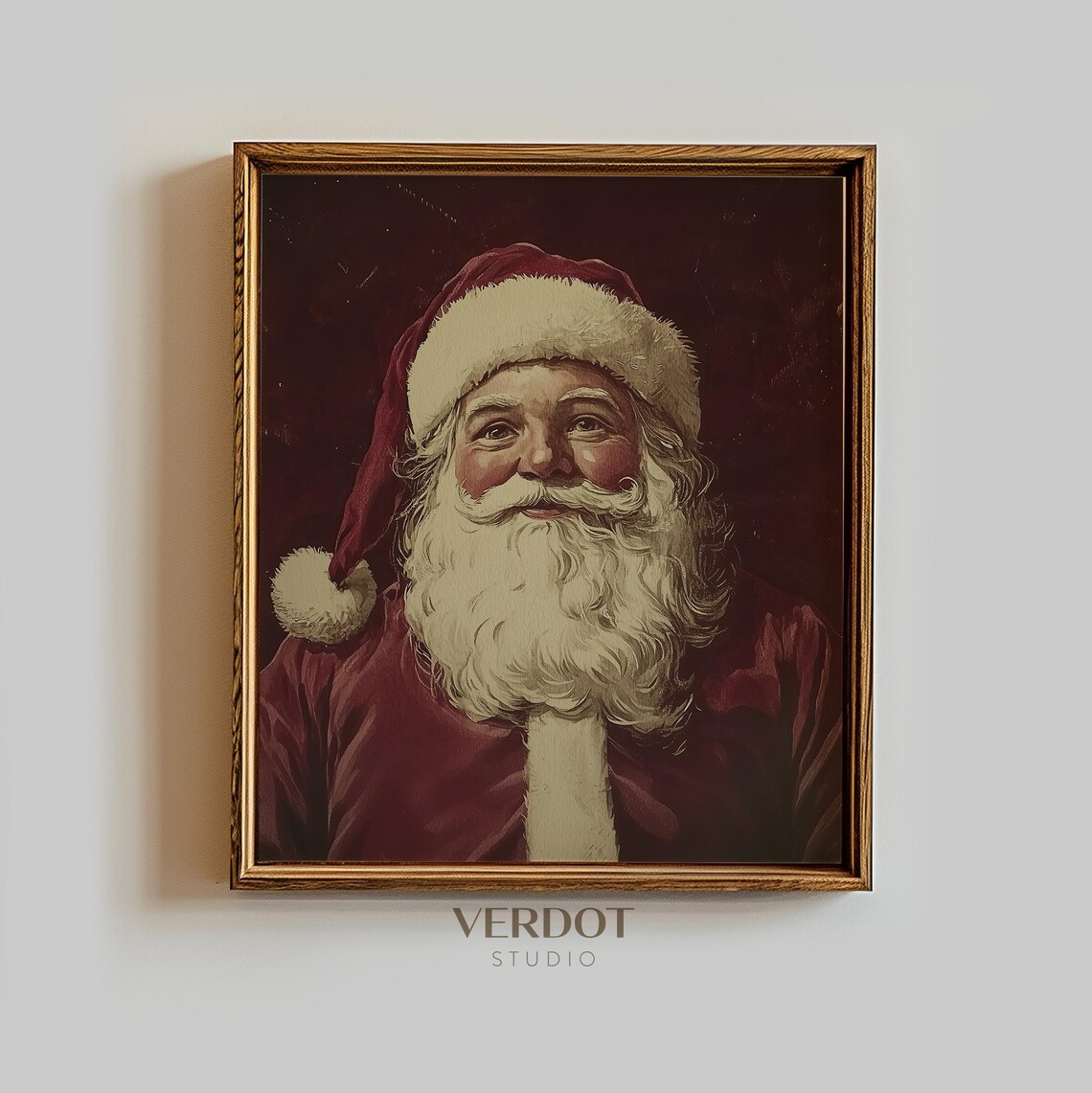 Vintage Red Santa Christmas Print, Holiday Decor
