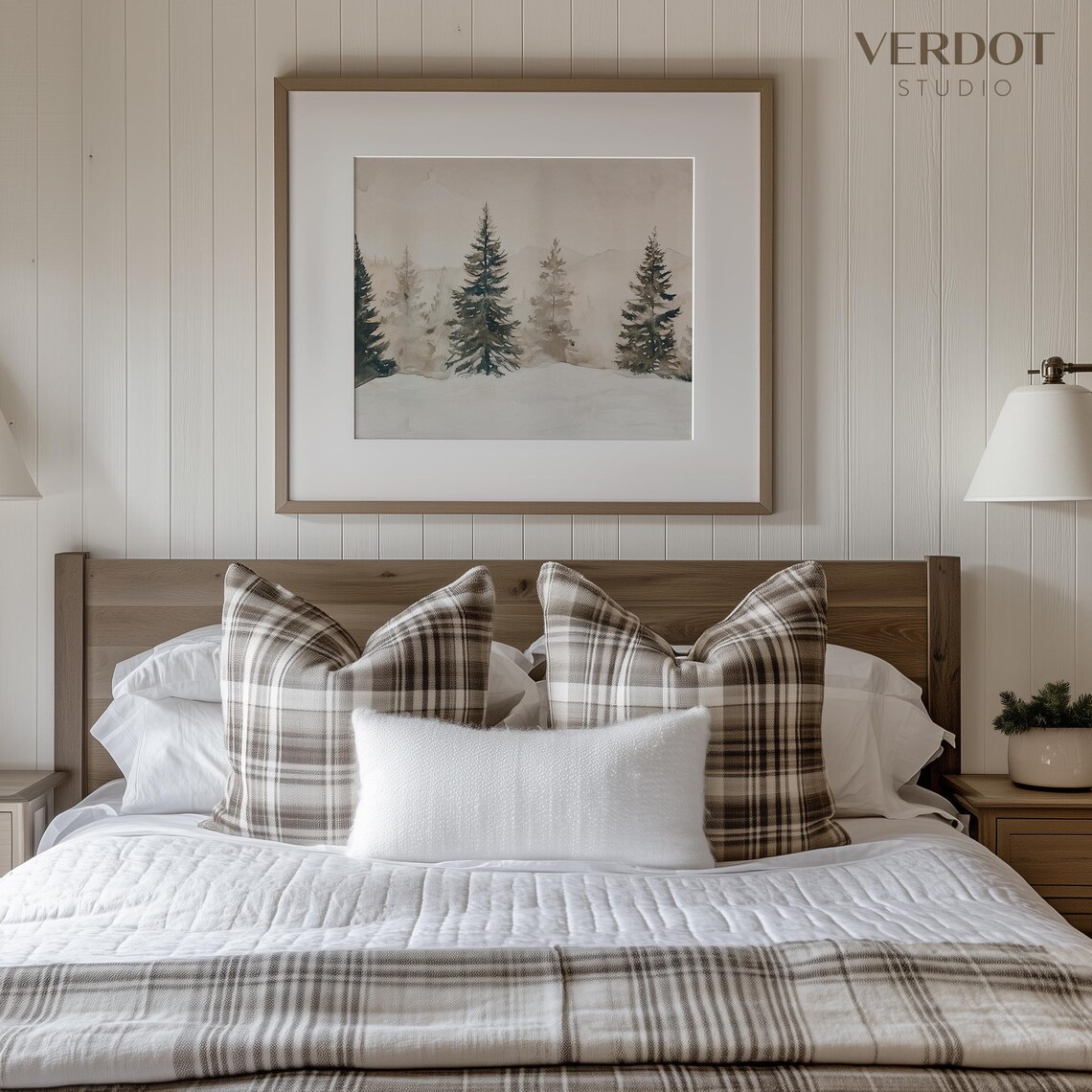 Winter Pine Forest Christmas Painting Art Print - Image 4