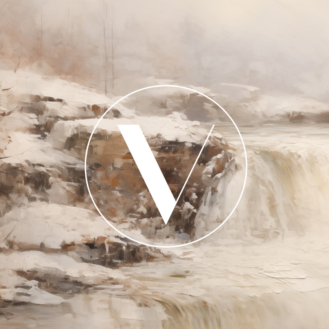 Winter Waterfall Landscape Art Print, Vintage Christmas Decor - Image 3