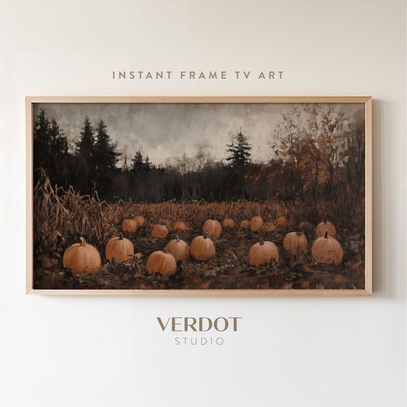 Pumpkin Patch Fall Art Print, Autumn Farm Landscape