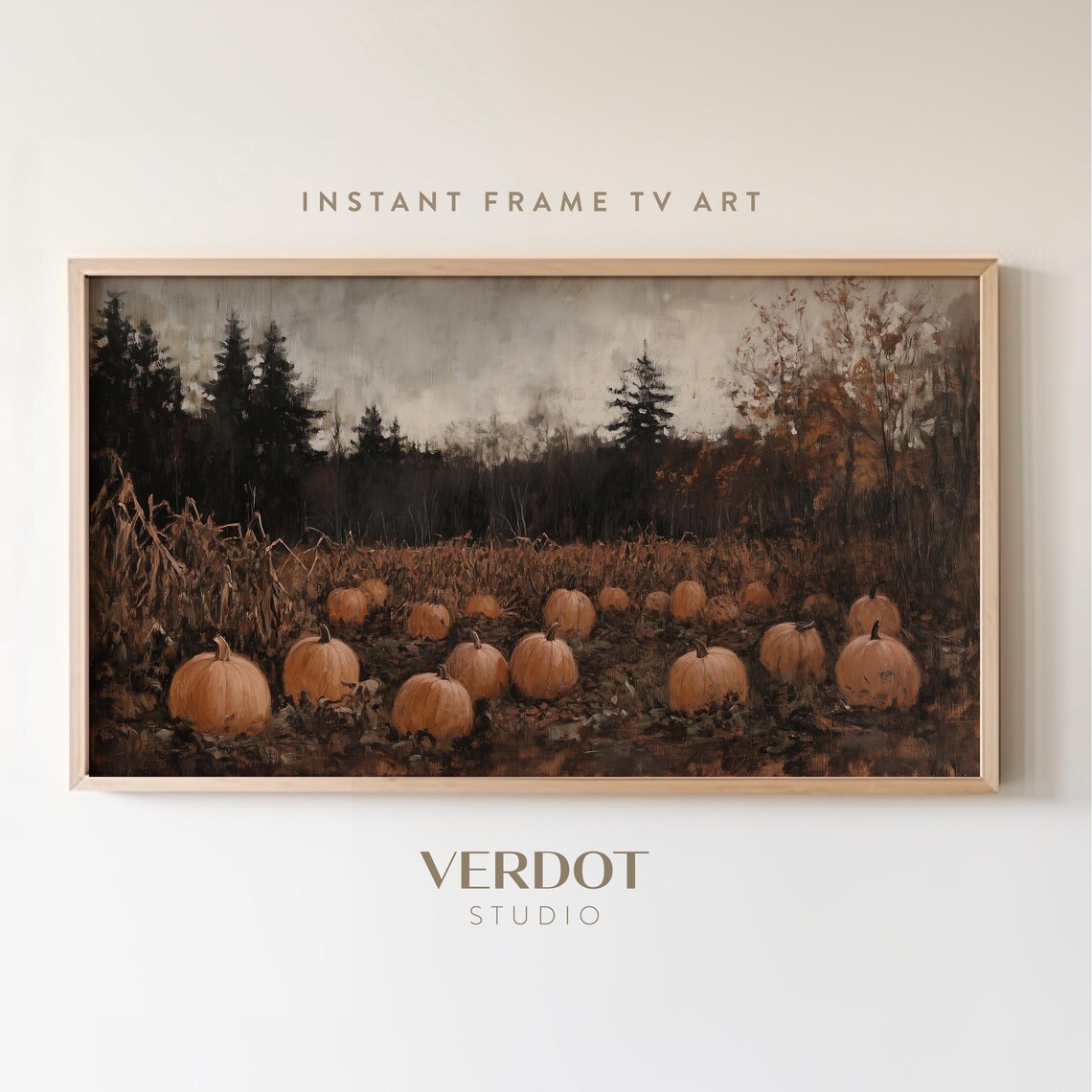 Pumpkin Patch Fall Art Print, Autumn Farm Landscape