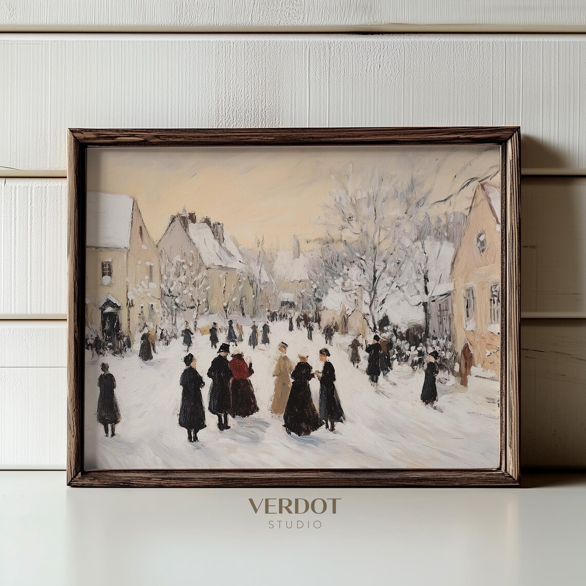 Vintage Christmas Carollers Holiday Village Art Print - Image 4