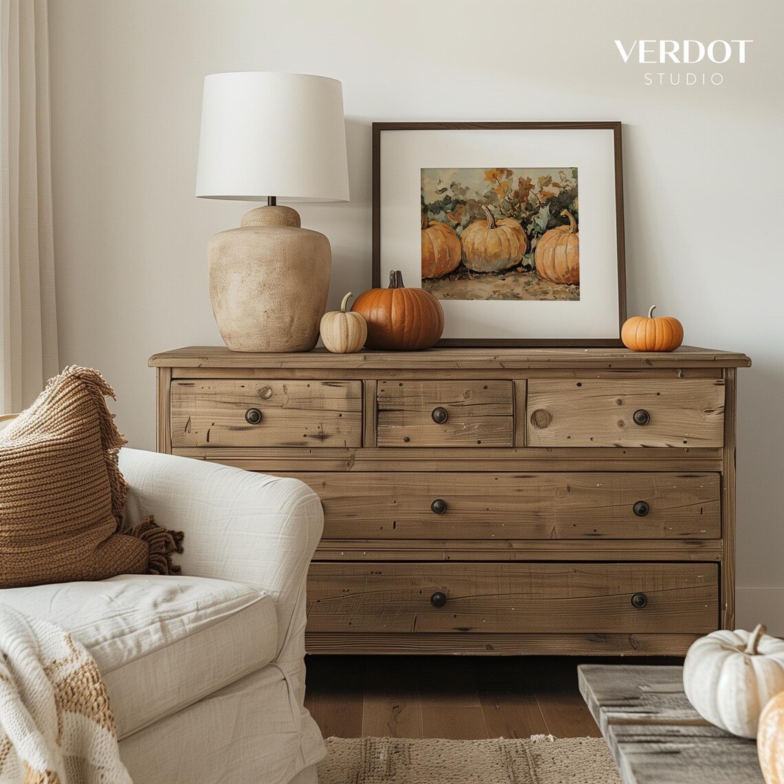 Vintage Pumpkin Print, Rustic Autumn Wall Art - Image 3