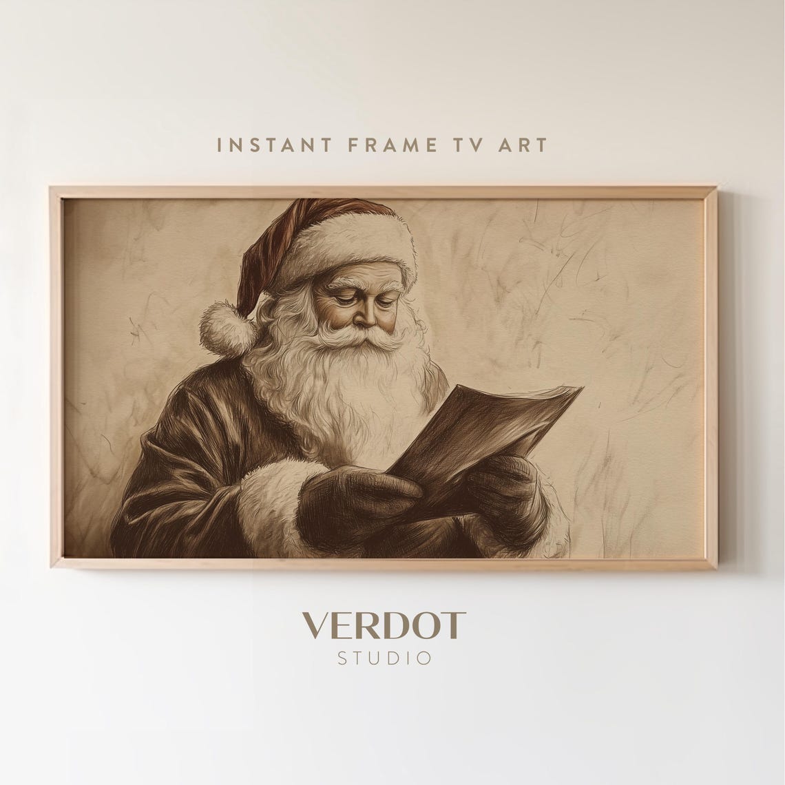 Christmas Santa Frame Tv Art Christmas Decor Vintage Santa Claus Holiday Screensaver Antique Neutral Tv Art Tv24281