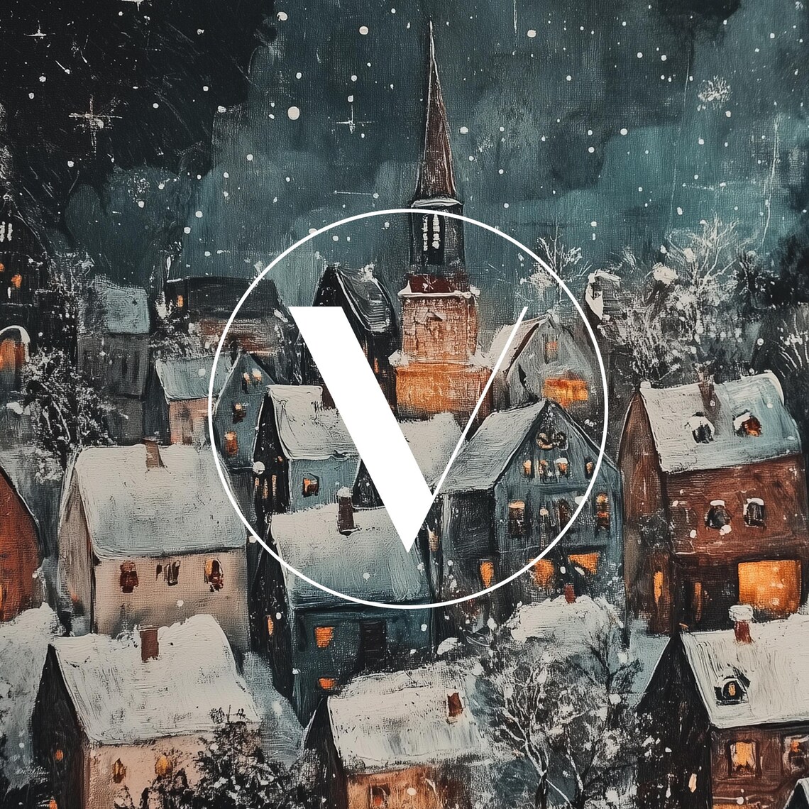 Christmas Town Winter Village Holiday Houses Art Print - Image 3