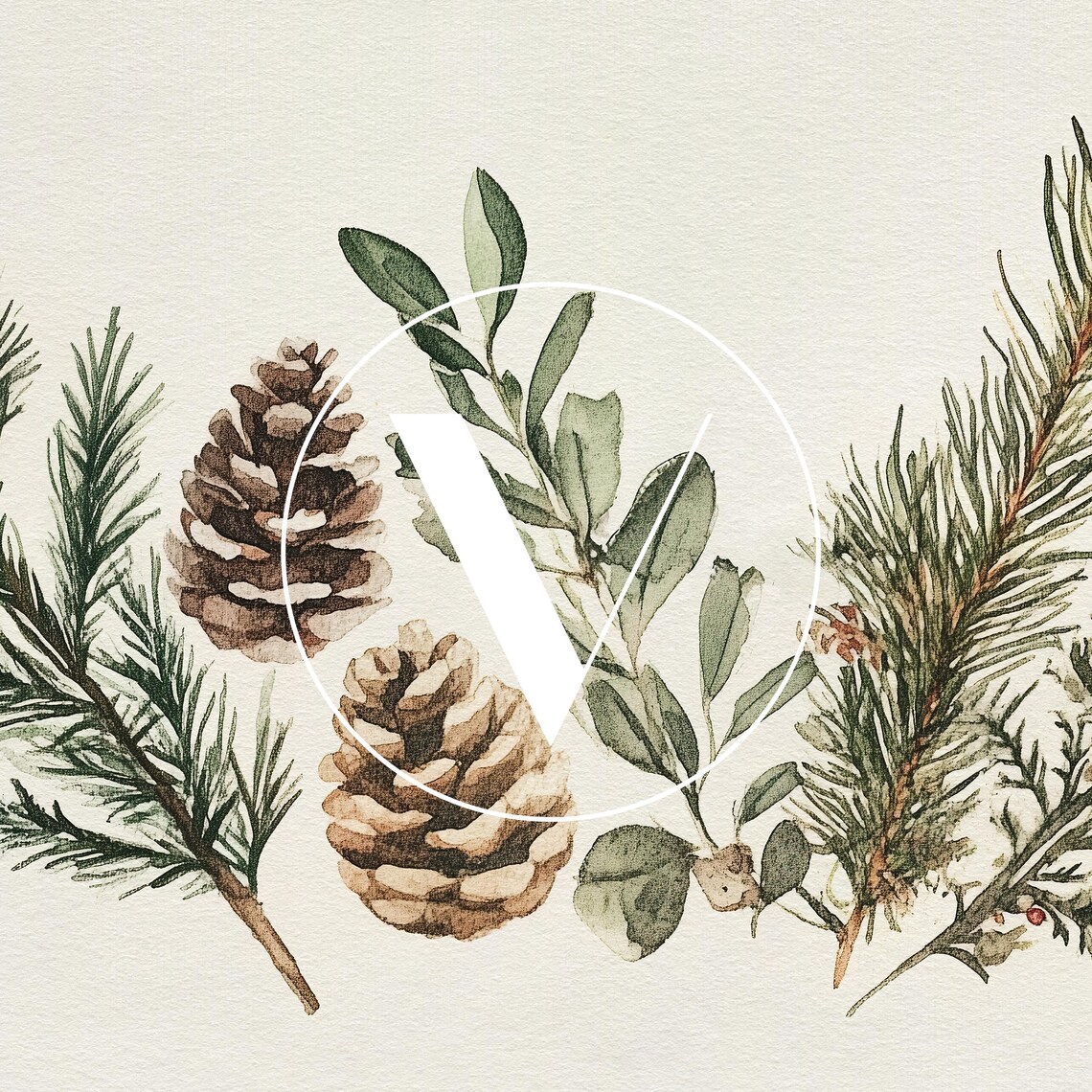 Christmas Evergreen Botanical Art Print, Holiday Decor - Image 3