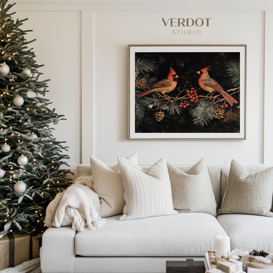 Red Cardinal Christmas Print, Dark Moody Holiday Art - Image 4