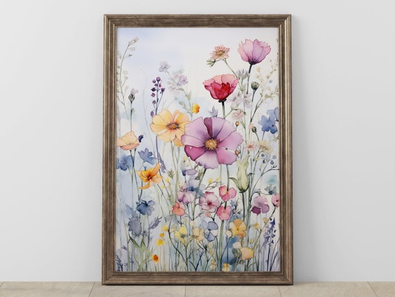 Watercolor Wildflowers Print Botanical Artwork Floral Wall Decor Nature Inspired Home Decoration 18x24