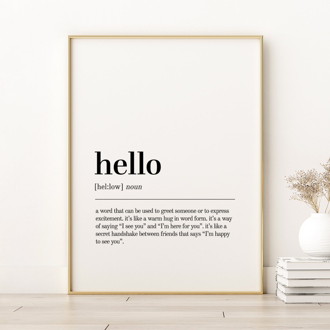 Hello Warm Hug Word Form Dictionary Definition Greeting Poster