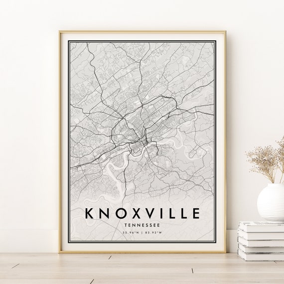Knoxville Map Print, Tennessee Retro Travel Poster