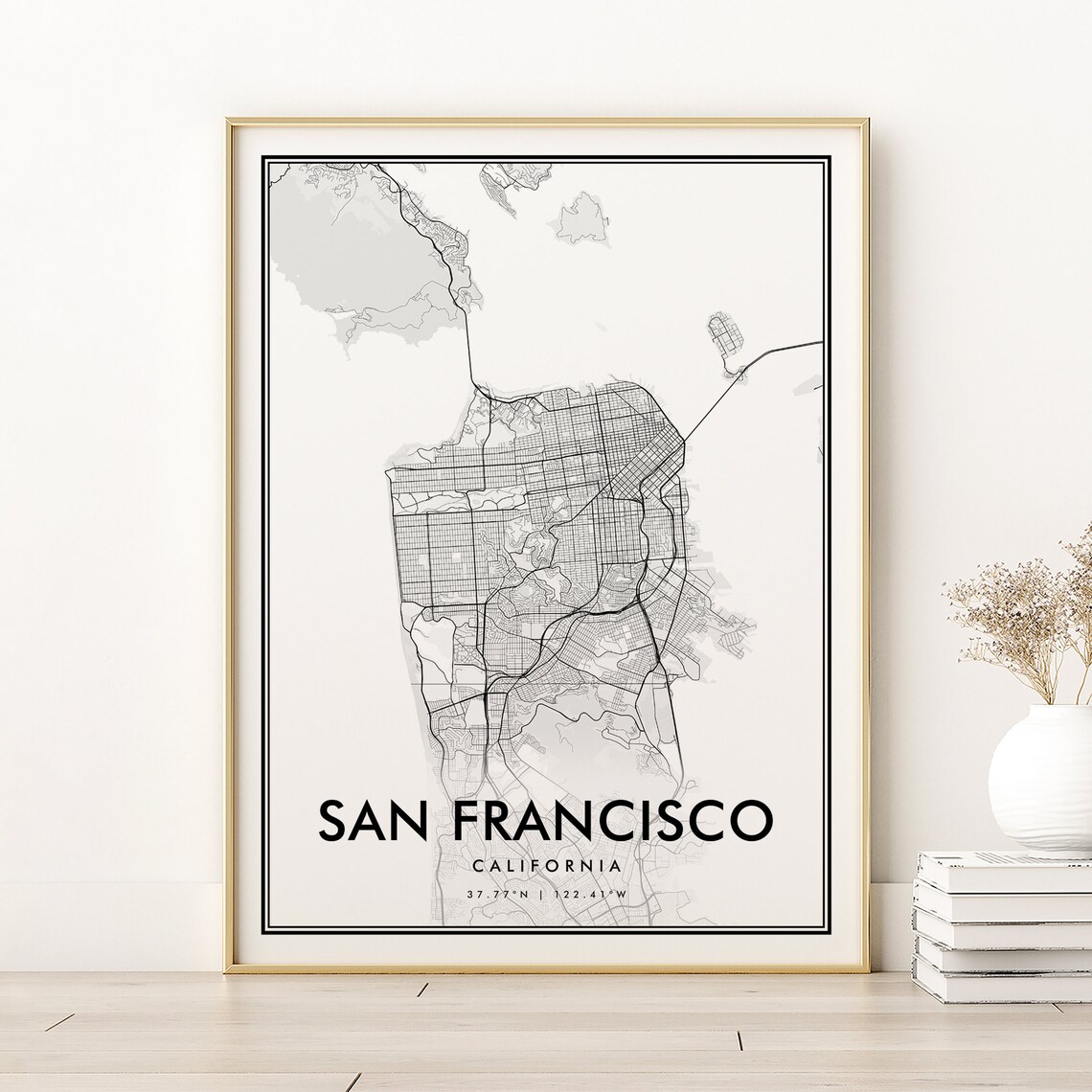 San Francisco Map Print, Minimalist City Wall Art