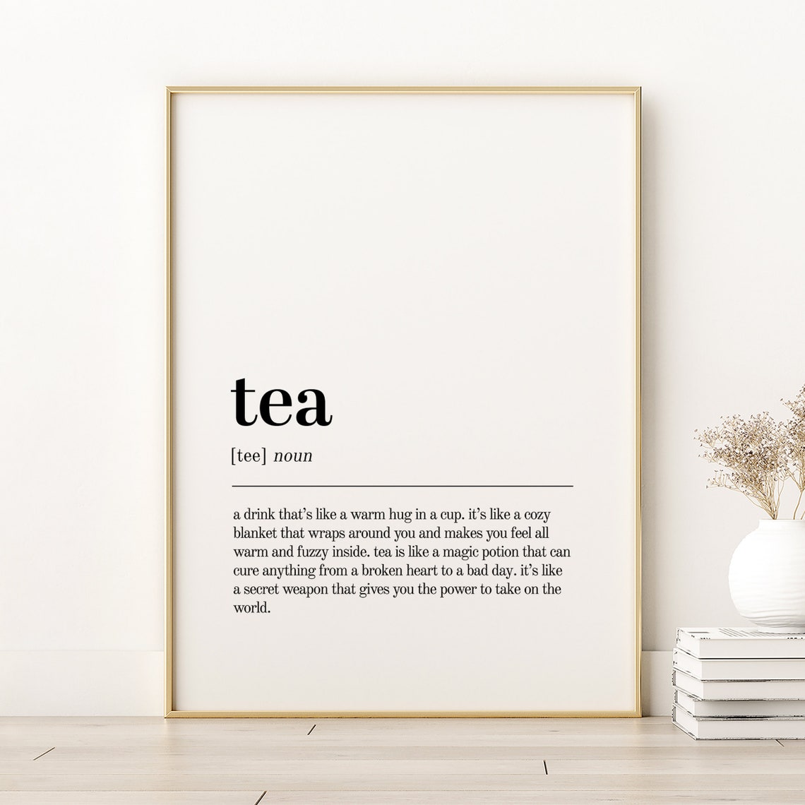 Tea Lovers Minimalist Dictionary Definition Kitchen Quote Poster