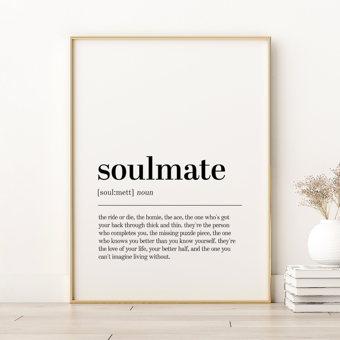 Soulmate Definition Dictionary Typography Art Print
