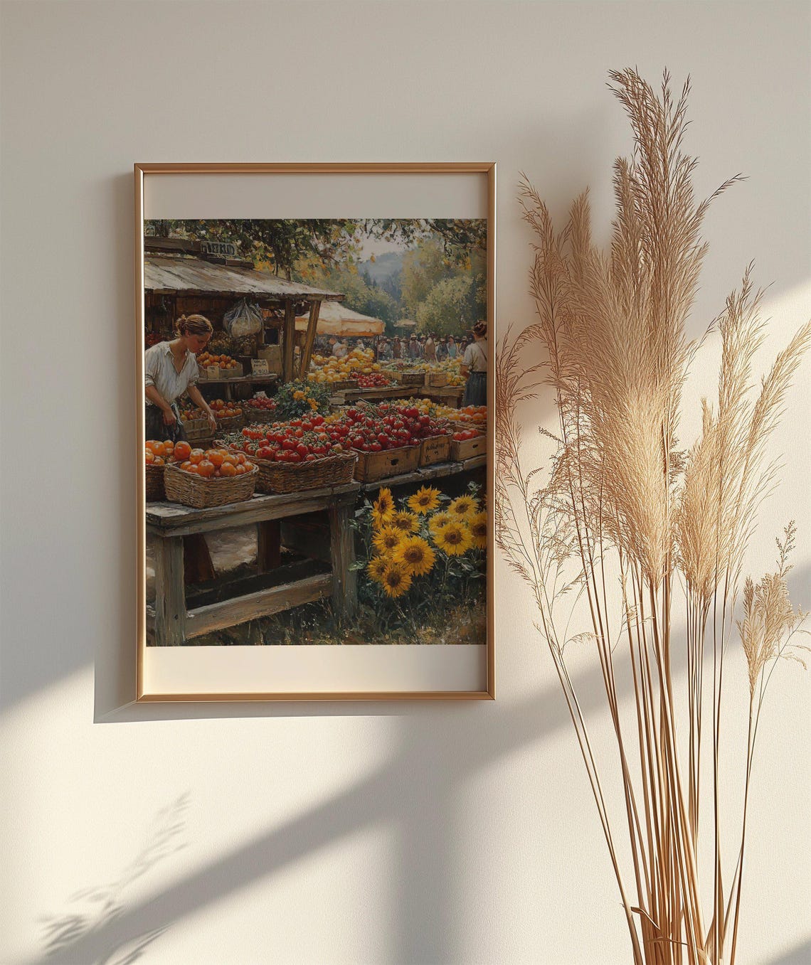 Rustic Farmers Market Stall Overflowing with Produce Art Poster - Image 2