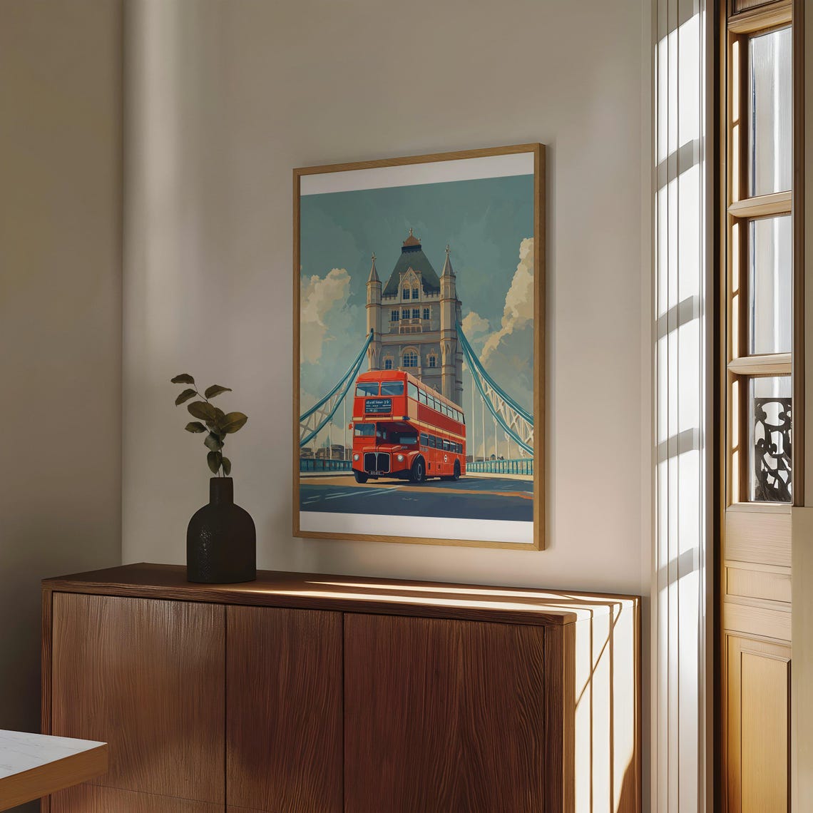 London Tower Bridge Poster Red Double Decker Bus Classic Landmark - Image 4