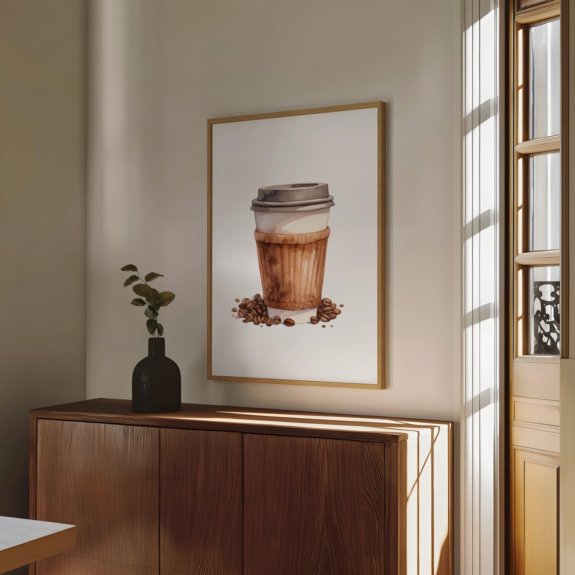 Watercolour Coffee Art Print Coffee Lovers Wall Art Coffee Cup Illustration Kitchen Dcor Caf Wall Art Coffee Beans Art Unframed - Image 4