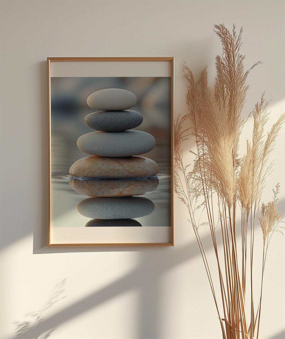 Serene Zen Stones Wall Art Dcor Tranquil Nature Print Calming Rock Stack Peaceful Setting Modern Home Artwork - Image 2