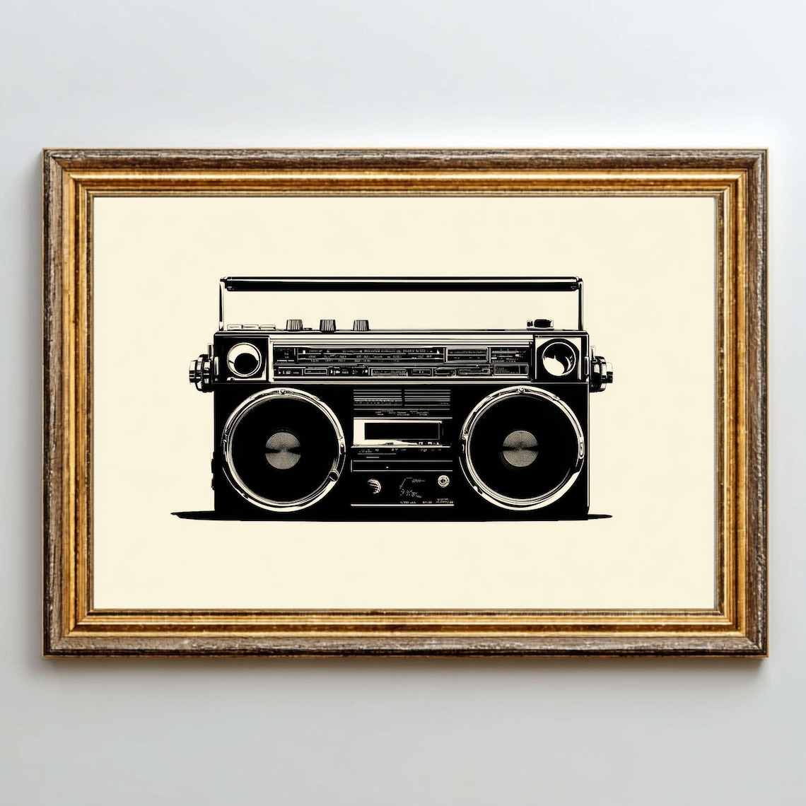 Retro Boombox Print Minimalist 80s Music Art Digital Download