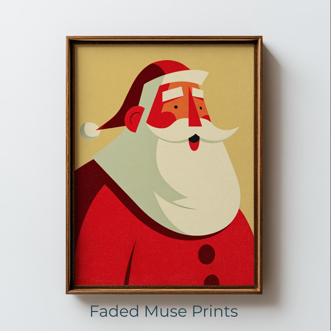 Retro Santa Claus Portrait, Bold Graphic Christmas