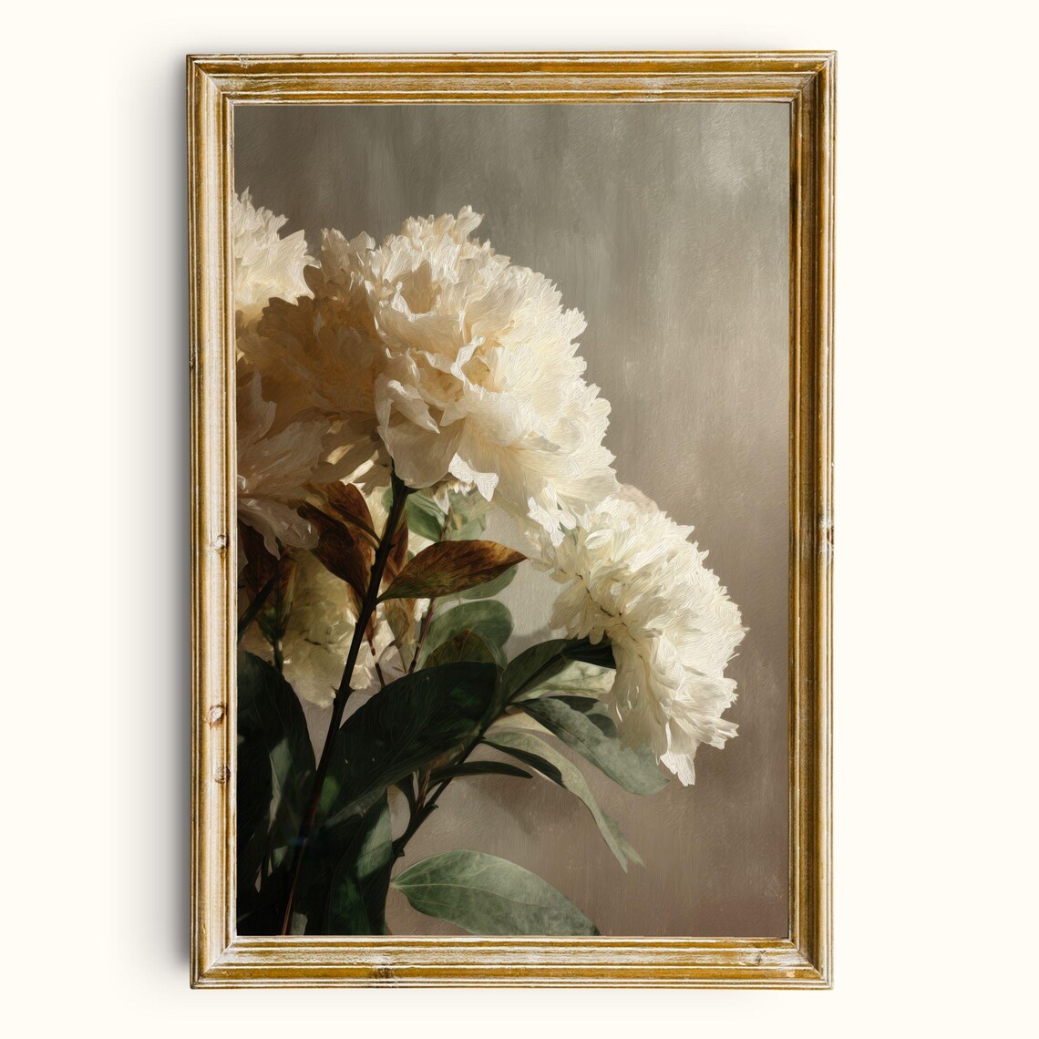 Vintage Peony Print Moody Botanical Wall Art Printable Neutral Floral Digital Download